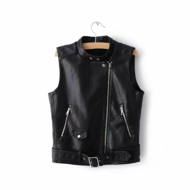 jaket rompi wanita kulit sintetis