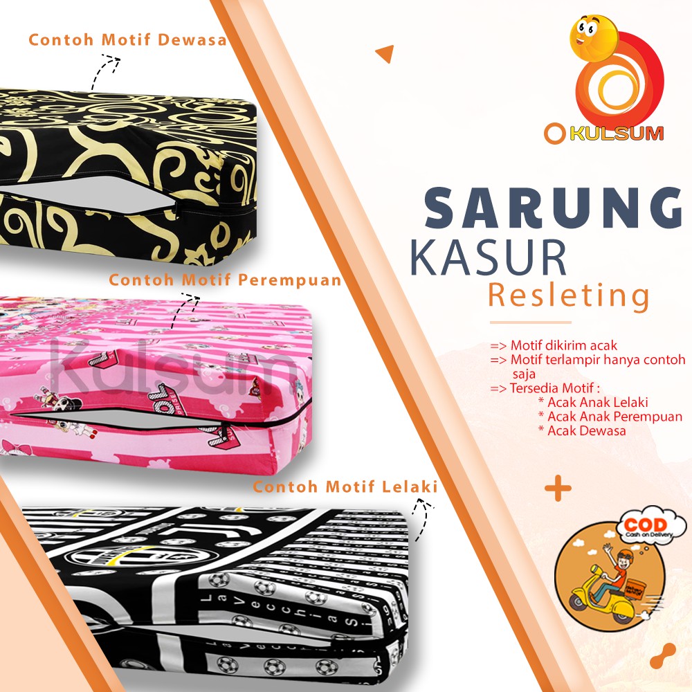 (TERMURAH) Sarung Kasur Busa Resleting |No.4 (90x200)|No.3 (120x200)|No.2 (160x200)|No.1 (180x200)|