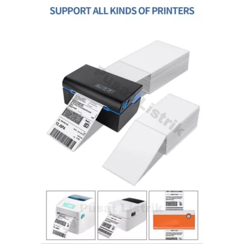 Kertas Label Printer Thermal 100x150mm 500pcs Label Resi Sticker A6