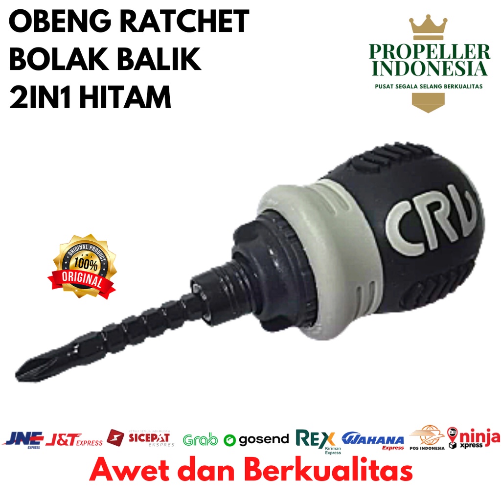 Obeng Rachet Hitam Obeng Bolak Balik 2in1 Obeng 2 Way Obeng Mini Cebol