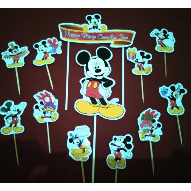 topper hiasan kue mickey micky mouse miki