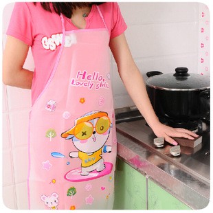 Celemek / Apron Masak Karakter Lucu Waterproof Tahan Minyak Transparan