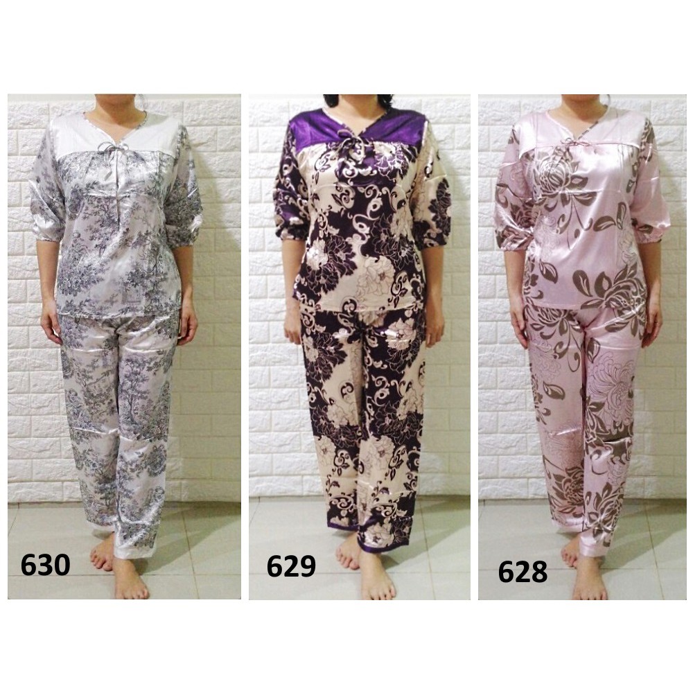 Piyama Wanita Baju Tidur Wanita Satin Import