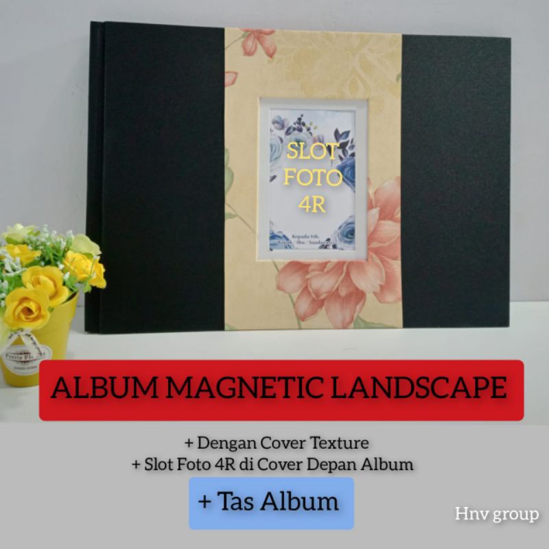 PHOTOGRAPH ALBUM MAGNETIC BLACK SHEET LANDSCAPE LUBANG FOTO COVER