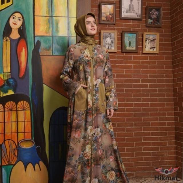 HIKMAT A8383 MAROON & GREEN ( ABAYA &  SCRAF )