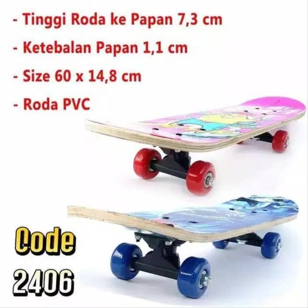 Mainan Skateboard Full Set Medium Kids Kayu Canada Papan Roda PVC 024-06 1705