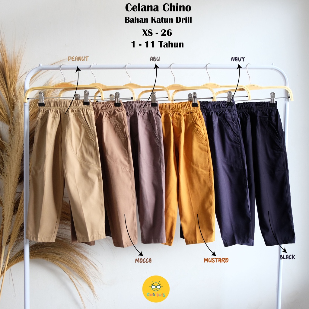 Celana Chino (1) Anak 1 2 3 4 5 6 7 8 9 10 Tahun bahan katun lembut