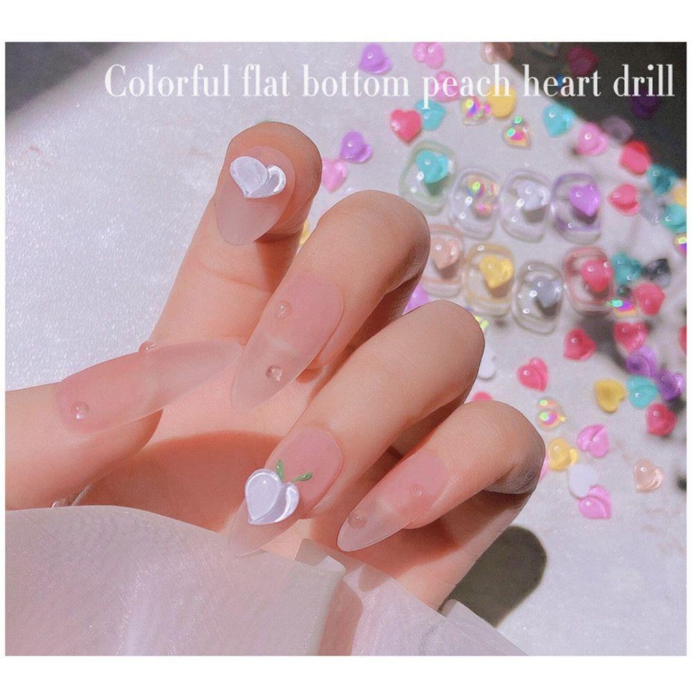 Top Nail Art Sequin Hiasan Kuku 3D Peach Nail Glitter Kristal Mewah