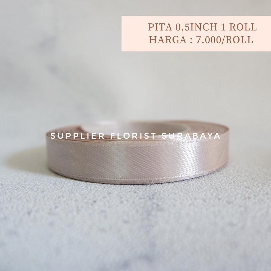 [HARGA PER ROLL] PITA SATIN 1/2 INCH 0,5 INCH 0.5 INCH 1,25CM 1.25CM 25YARD