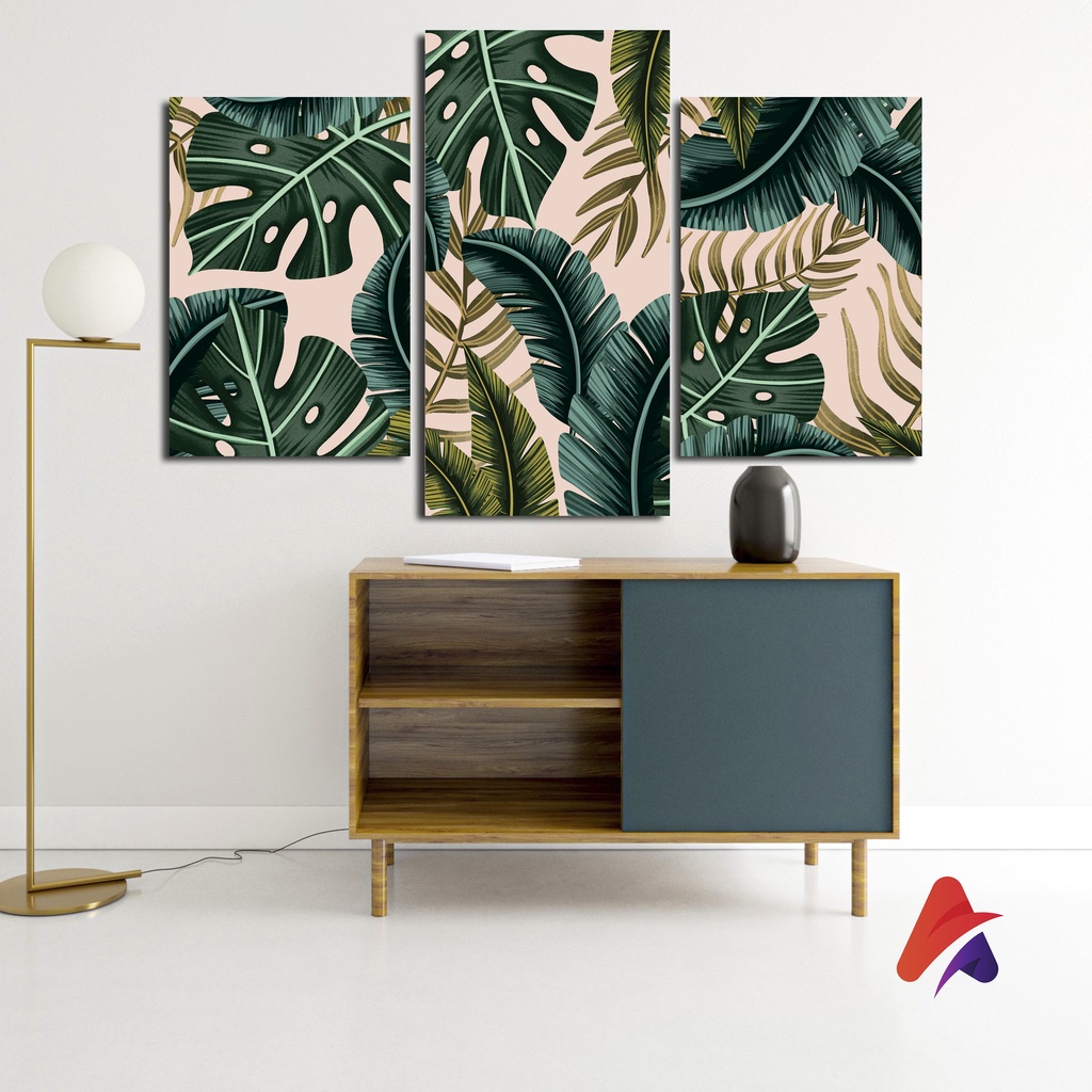 HIASAN DINDING SET TROPICAL KAMAR DEKORASI RUMAH WALL DECOR PAJANGAN DINDING KAYU SATU SET TROPICAL LEAF