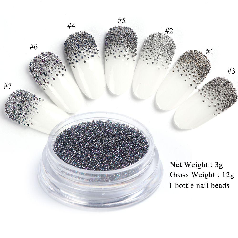 Manik-manik Berlian Imitasi Bentuk Bulat Kecil Warna Silver Untuk Nail Art