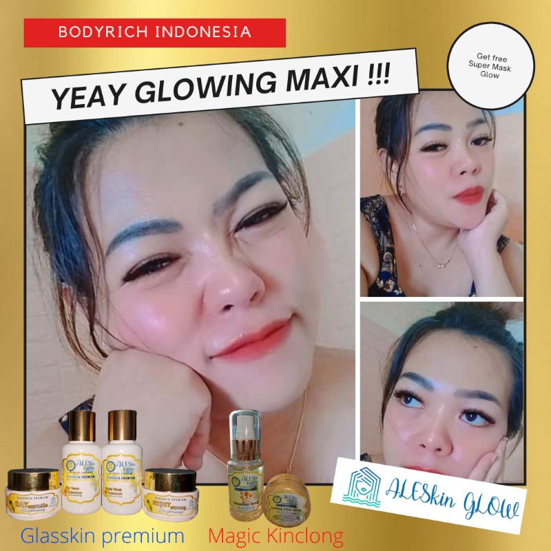 PAKET MAXI GLOW ALESKIN GLOW Skincare Glowing-Paket Perawatan Wajah Korea-Cream Glowing