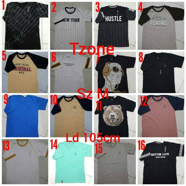 Kaos t zone cowok dewasa size m