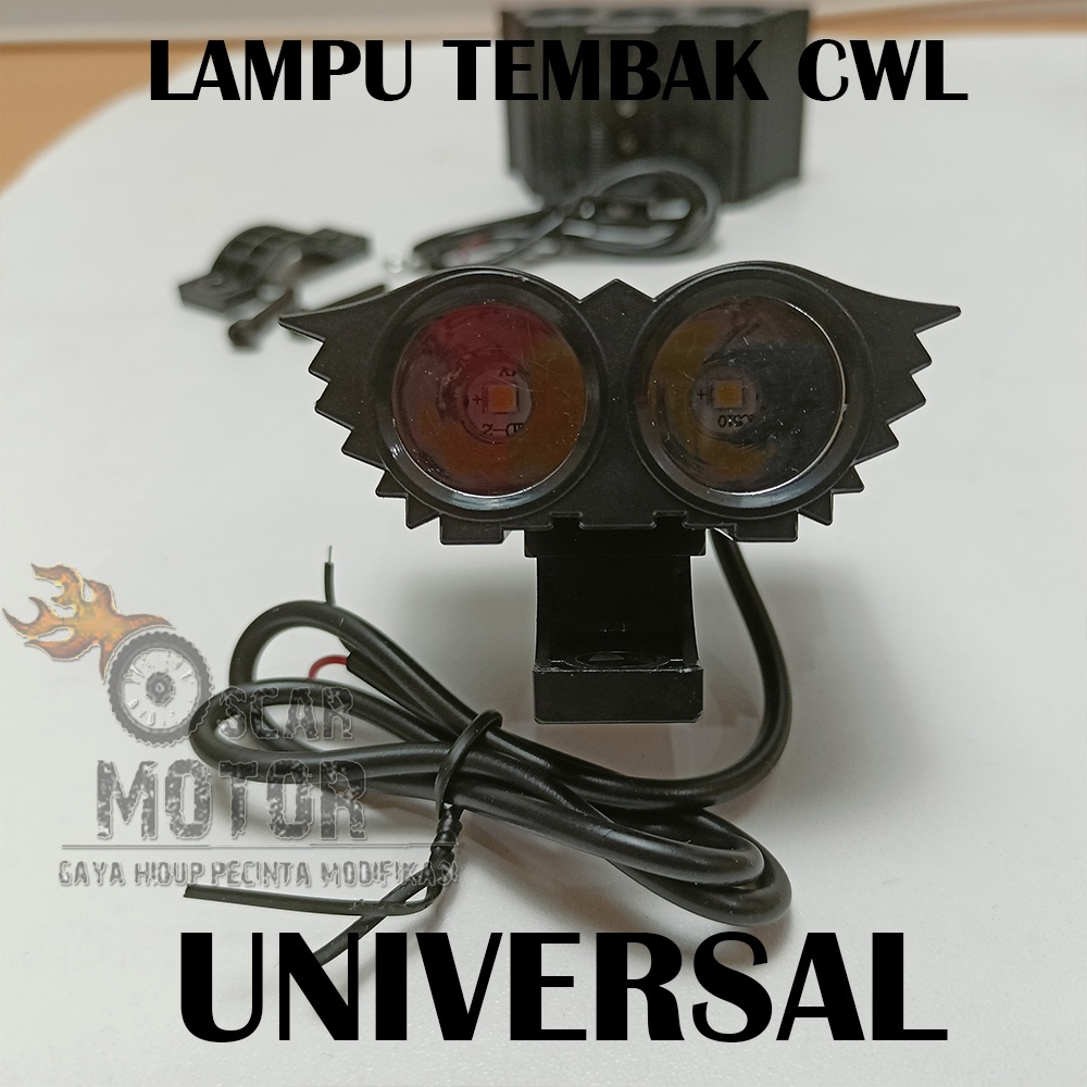 lampu tembak led cree owl ultrafire 3 mata 30w body hitam sinar putih motor