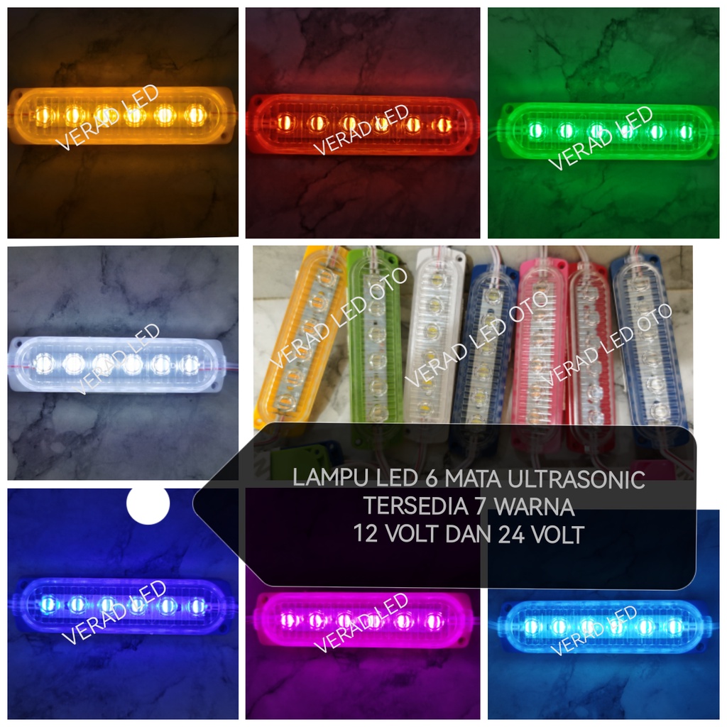 LAMPU LED 6 MATA ULTRASONIC KOLONG BAK TRUK MOBIL MOTOR 12 VOLT 24 VOLT 12V 24V