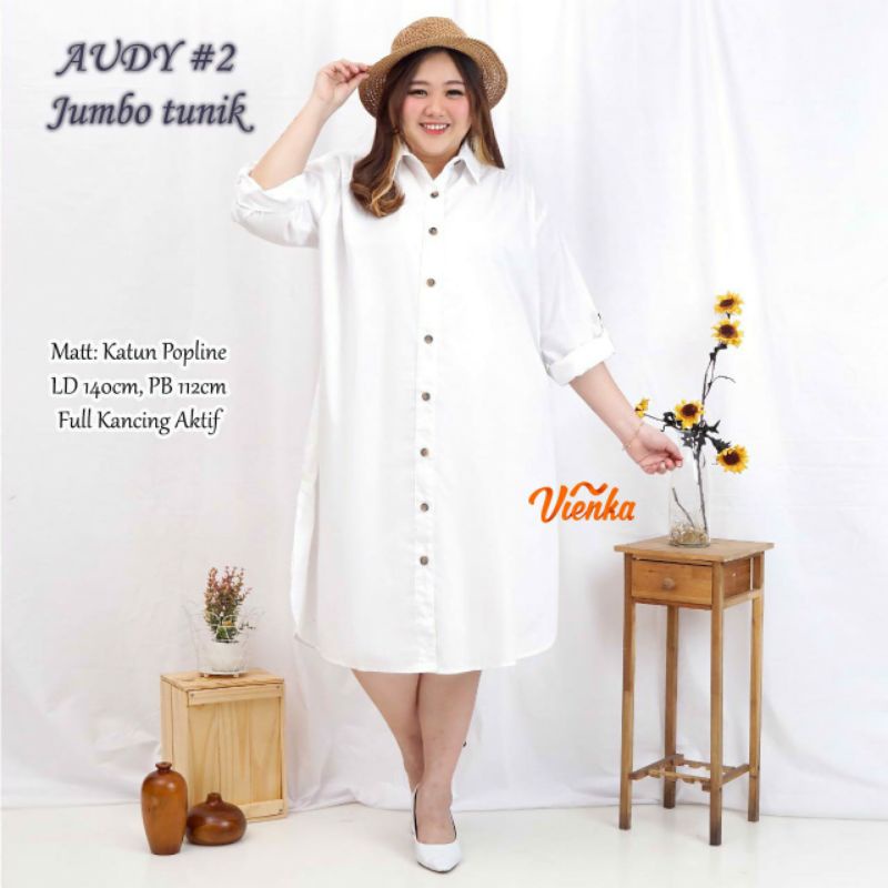 Audry Tunik Putih Katun Super Jumbo LD 140