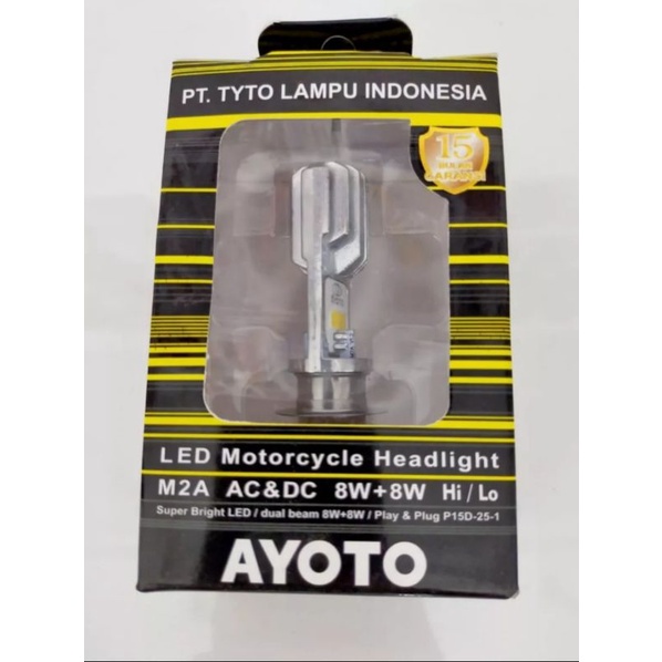 Lampu LED motor H6 HI -LO 8W+8W 2 Mata AC 100% ORI PT.TYTO KOTAK KUNING / M2A