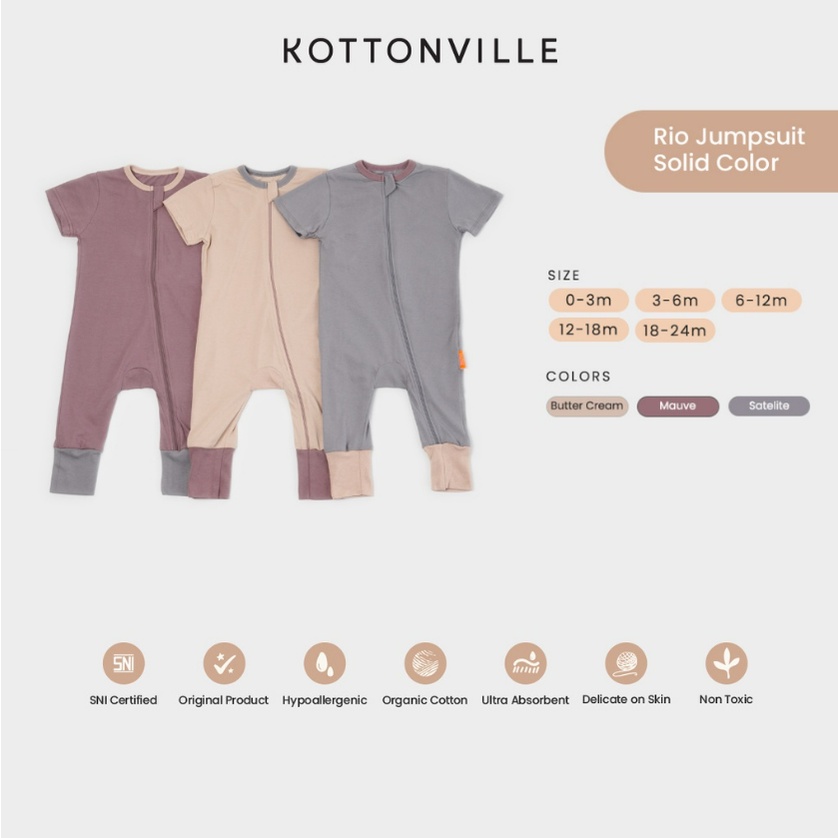 Kottonville - Rio Jumpsuit 0M - 2Y Sleep and Play Anak Bayi Essentials Rio Jumpsuit Printed And Solid Color Unisex Penden Panjang CBKS