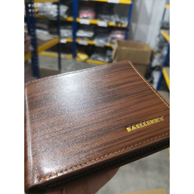 BAELLERRY Dompet Pria Dompet Lipat Kulit Kilap IMPORT 6 Slot