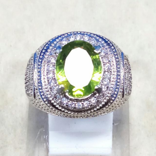 CINCIN BATU AKIK PERMATA NATURAL GREEN PERIDOT CUTING LUSTER MANTAP, MEWAH &amp; ELEGAN PALING MURAH !!!