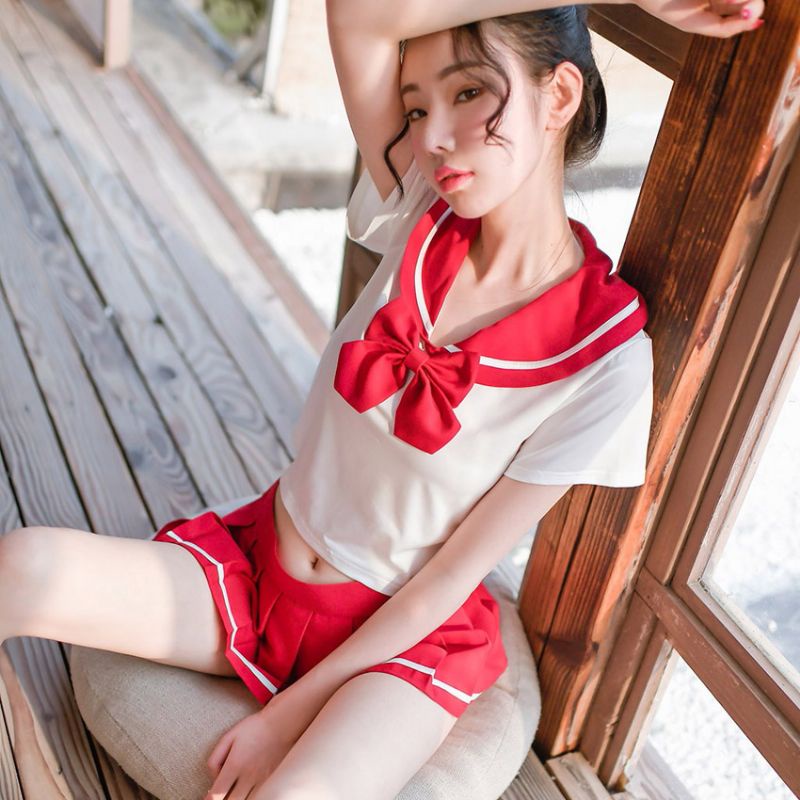 PREMIUM Sexy Cosplay Seragam Sekolah Jepang Seifuku Sailor School Model Pita