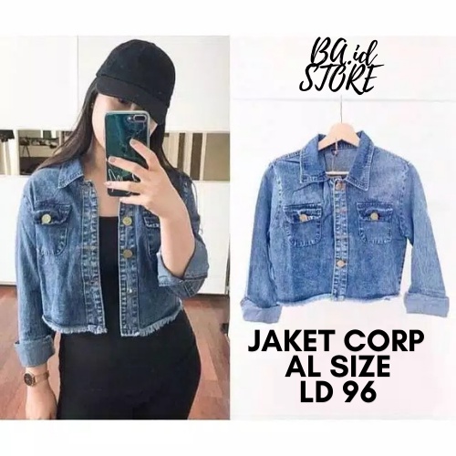 JAKET CROP JEANS WANITA KOREA PREMIUM IMPORT // jaket jeans corp blue
