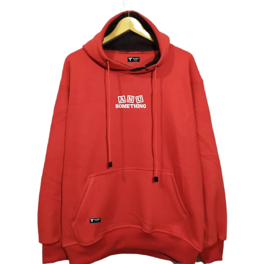 TALKING AUTHENTIC Sweater Oversize Hoodie Distro Original Merah Motif ANU Suiter Hoddi Murah Terlaris Switer Kekinian Keren Terbaru Hodie Sweatshirt Simple