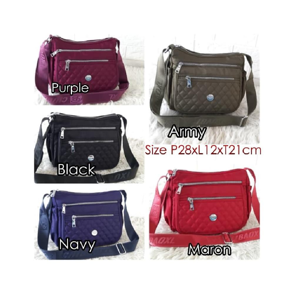 CB192 Tas Import CHIBAO Tas Selempang CHIBAO Bordir 7Ruang - Hitam