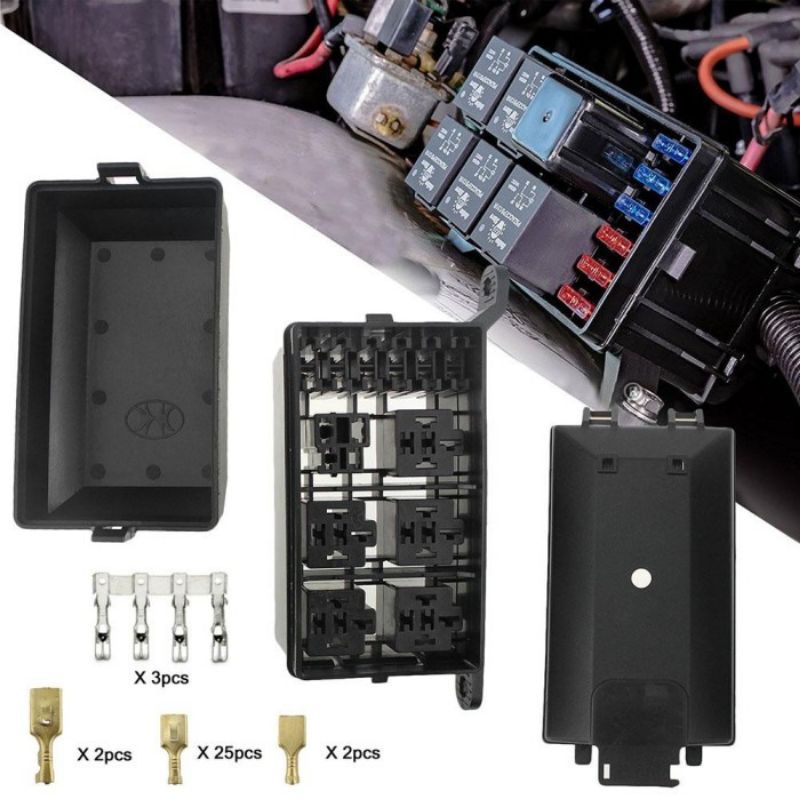 READY!! DC 12V car marine 6-way relay 6- slot Blade fuse holder box