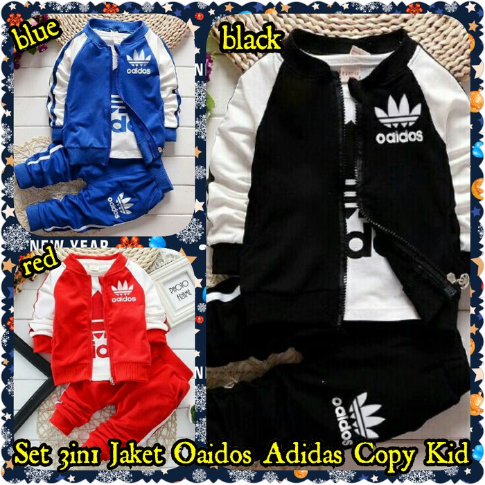 Baju Anak Laki Laki Set 3In1 Jaket Oaidos Adidas Copy Kid Fashion Kids baL2303-57