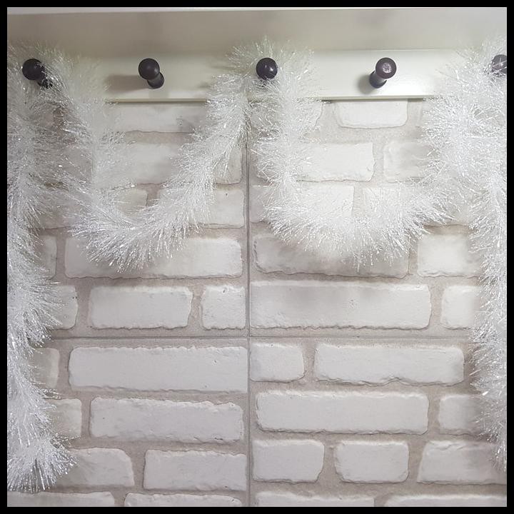 SLINGER PUTIH SALJU NATAL MURAH TINSEL DEKORASI NATAL SELINGER PUTIH