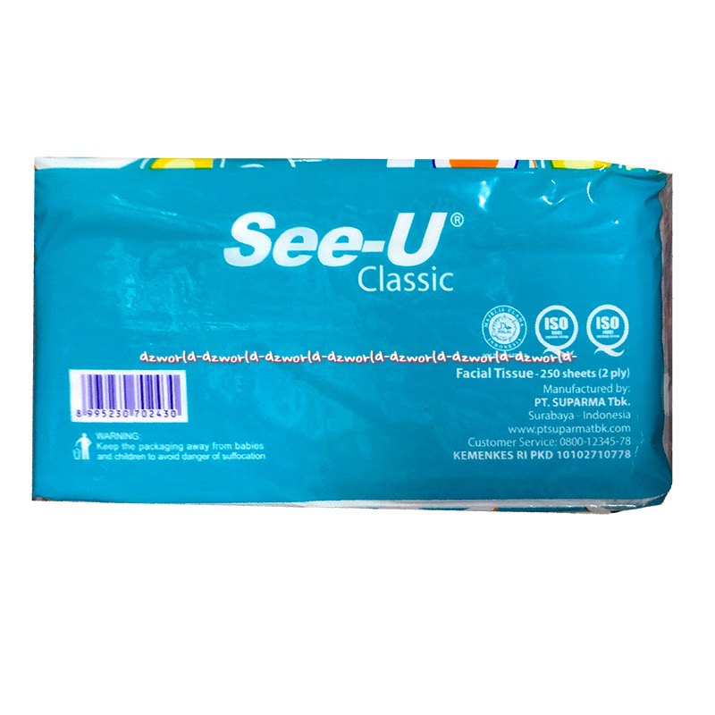 See U Classic Tissue Seeu 250Sheet 2Ply Tisu CU Tissu Klasik Halus Lembut Di Wajah Halal MUI