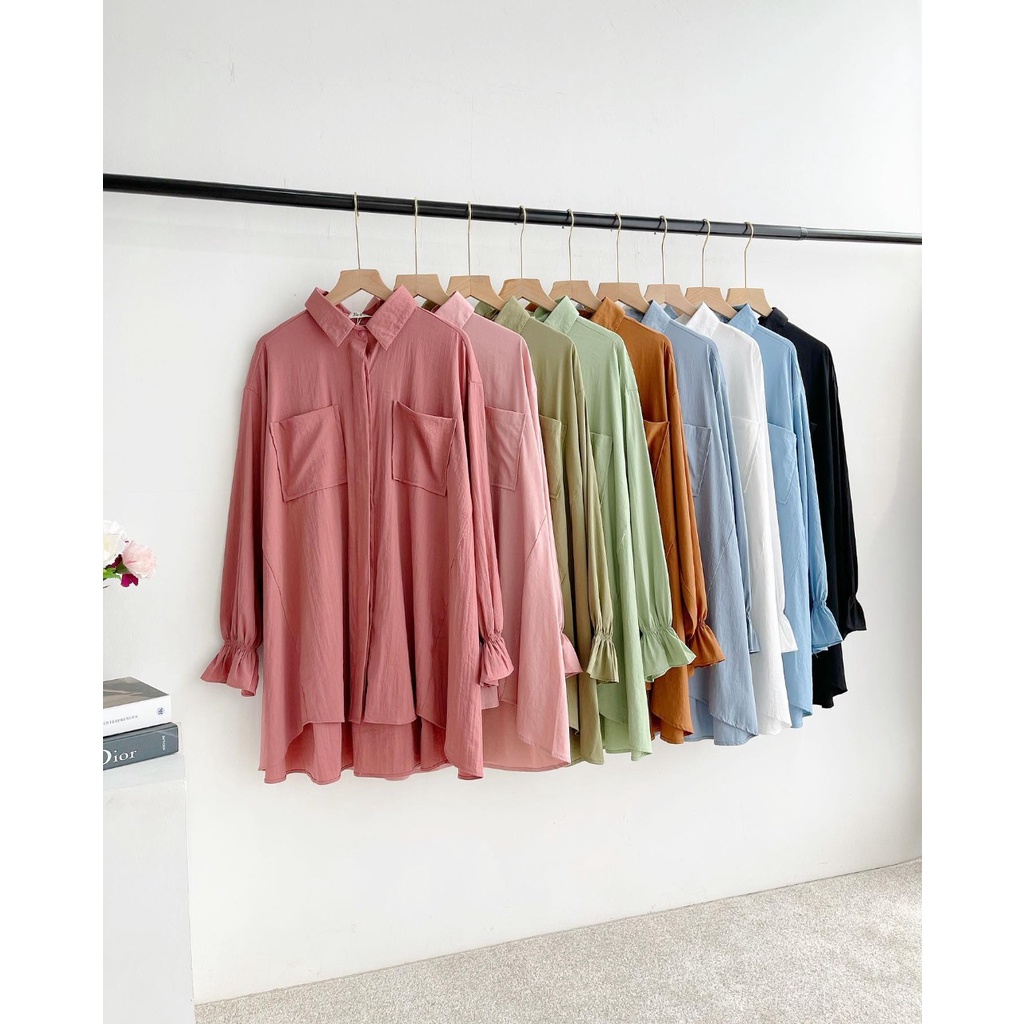 Avo Blouse LD 120 Shirt Katun Cringkle Basic Oversized Shirt Atasan Muslim Fashion Wanita Termurah &amp; Terlaris