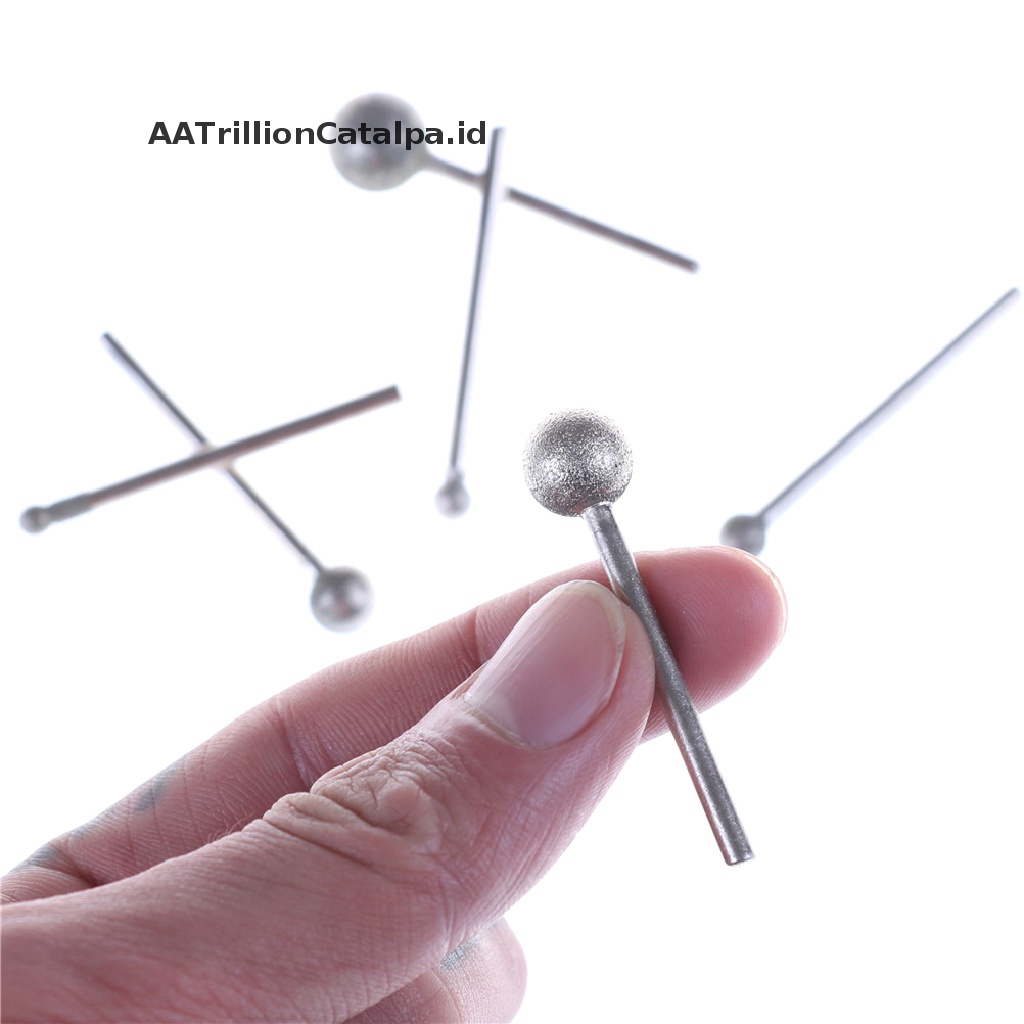 (AATrillionCatalpa) 6pcs Roda Gerinda Diamond Bulat 3mm Untuk Rotary Tool