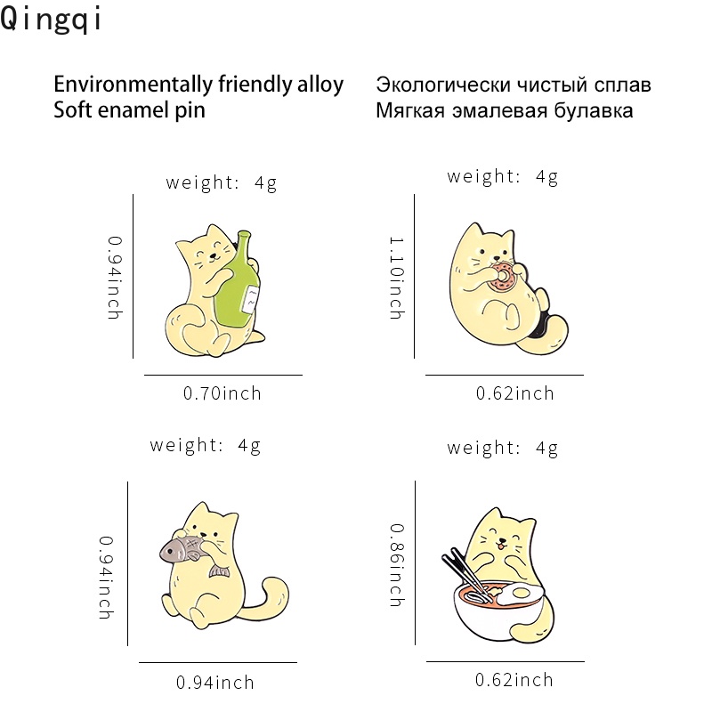 Bros Pin Desain Makanan Donat Mie Kucing Dan Ikan Untuk Aksesoris Hadiah