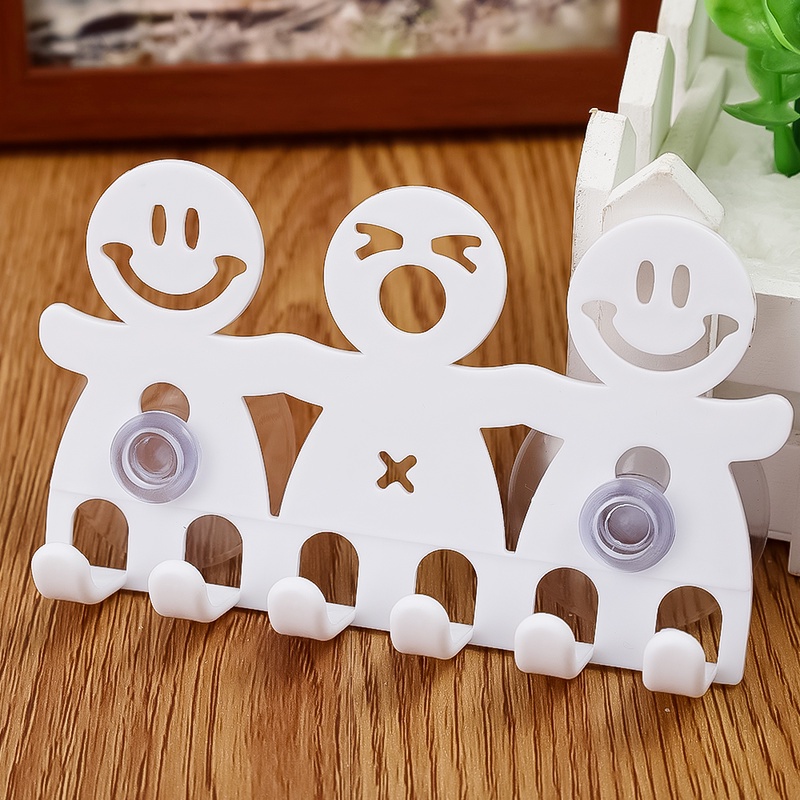 1pc Stand Holder Sikat Gigi 5 Posisi Multifungsi Motif Kartun Wajah Tersenyum Untuk Kamar Mandi