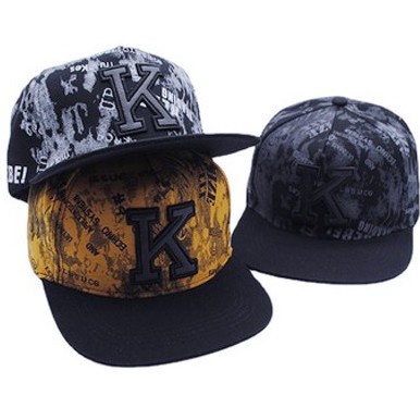 Topi Snapback Adjustable Motif Bordir Huruf K Bahan Katun Gaya Hip Hop