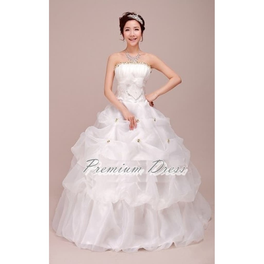Gaun Import Bridesmaid pengantin pesta putih prewedding foto studio
