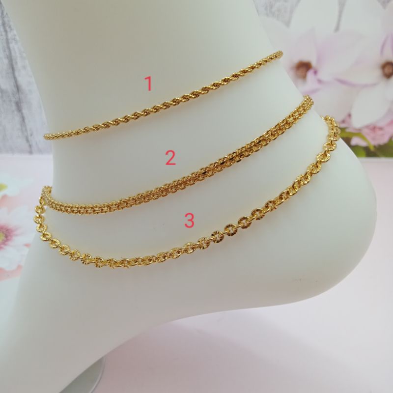 gelang kaki xuping  polos perhiasan imitasi lapis emas