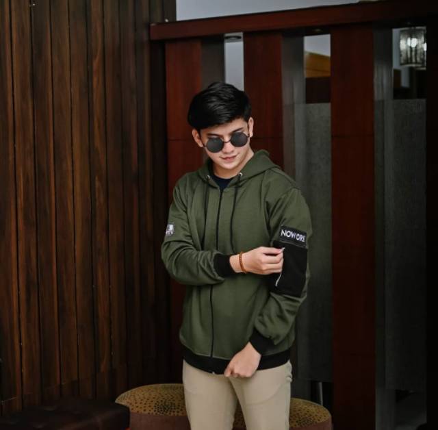 Sweater Hoodie  NOW ORI BOMBER ZIPER HOODIE fleece tebal - jaket pria