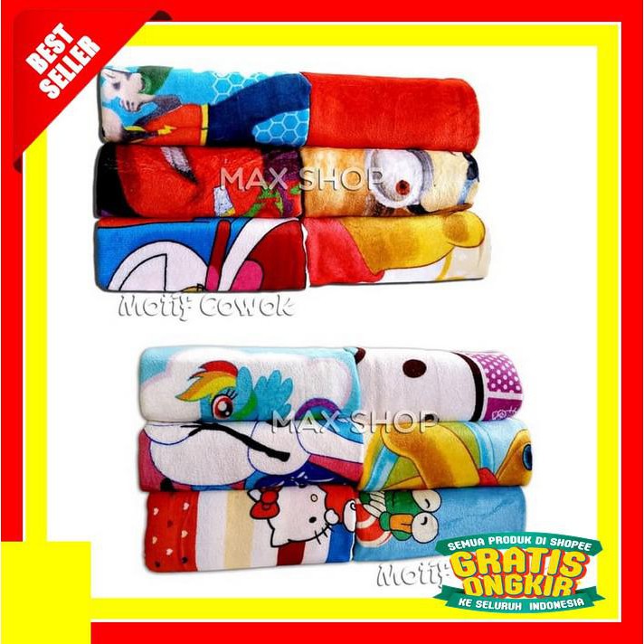 SELIMUT MOTIF KARAKTER PANEL BULU SELIMUT ANAK FLANEL THOMAS FROZEN TERMURAH