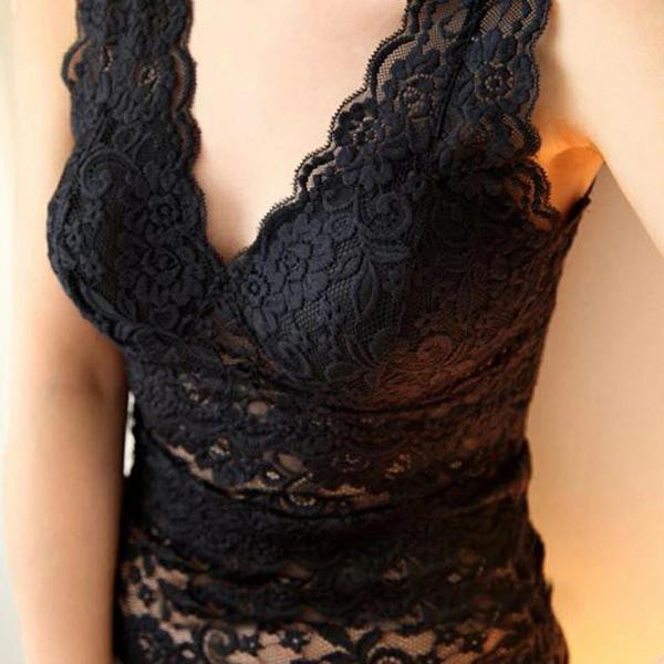 MURAH TANK TOP PANJANG BRUKAT MOTIF BUNGA-BUNGA TRANSPARAN SEKSI MURAH