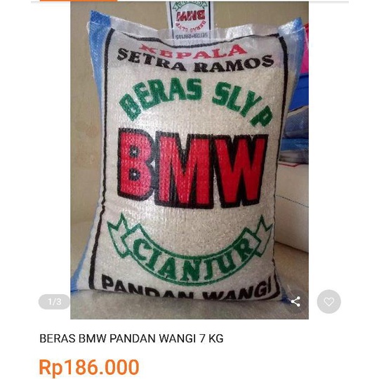 

Extra Cashback Beras Bmw Pandan Wangi 7K Terlaris
