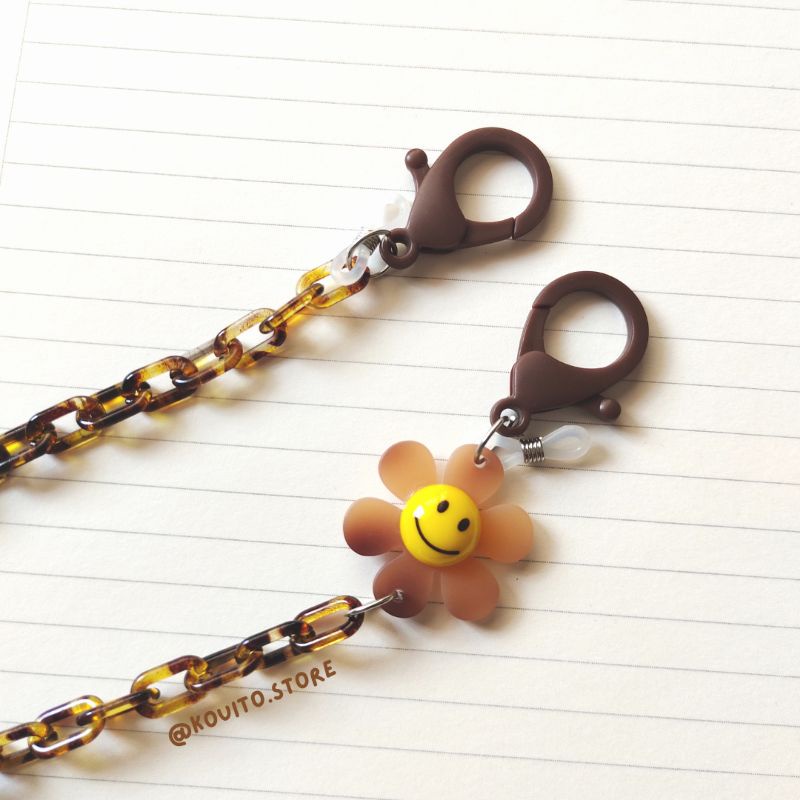 Strap Mask Akrilik Leopard Daisy / Rantai Masker Akrilik / Strap Masker Akrilik Leopard