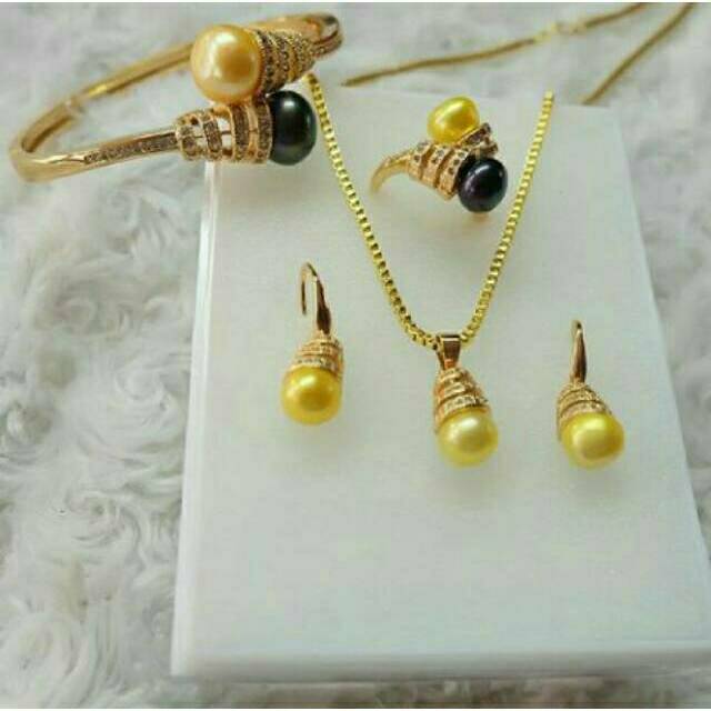 Set Perhiasan Mutiara | Mutiara Air Tawar | Mutiara Lombok | Lombok Pearl | Rodium