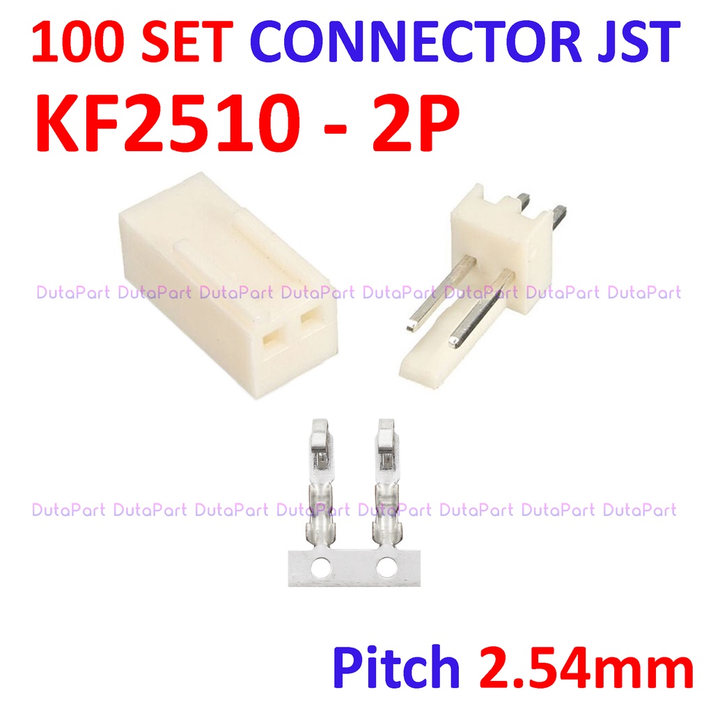 100 SET Connector JST KF2510 - 2P - Male Female Pin Kaki Lurus 2.54mm