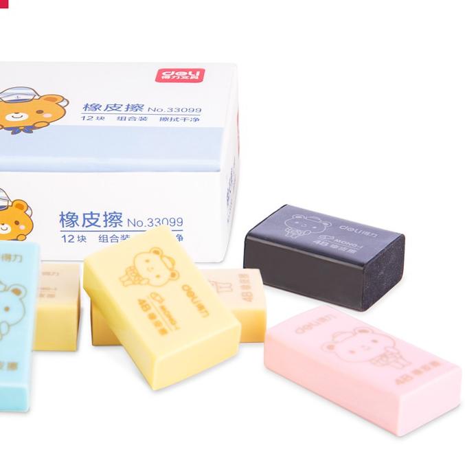 

6.6 Brand Deli Eraser / Penghapus PVC 4 Warna Isi 12pcs/Box Hasil Bersih 33099