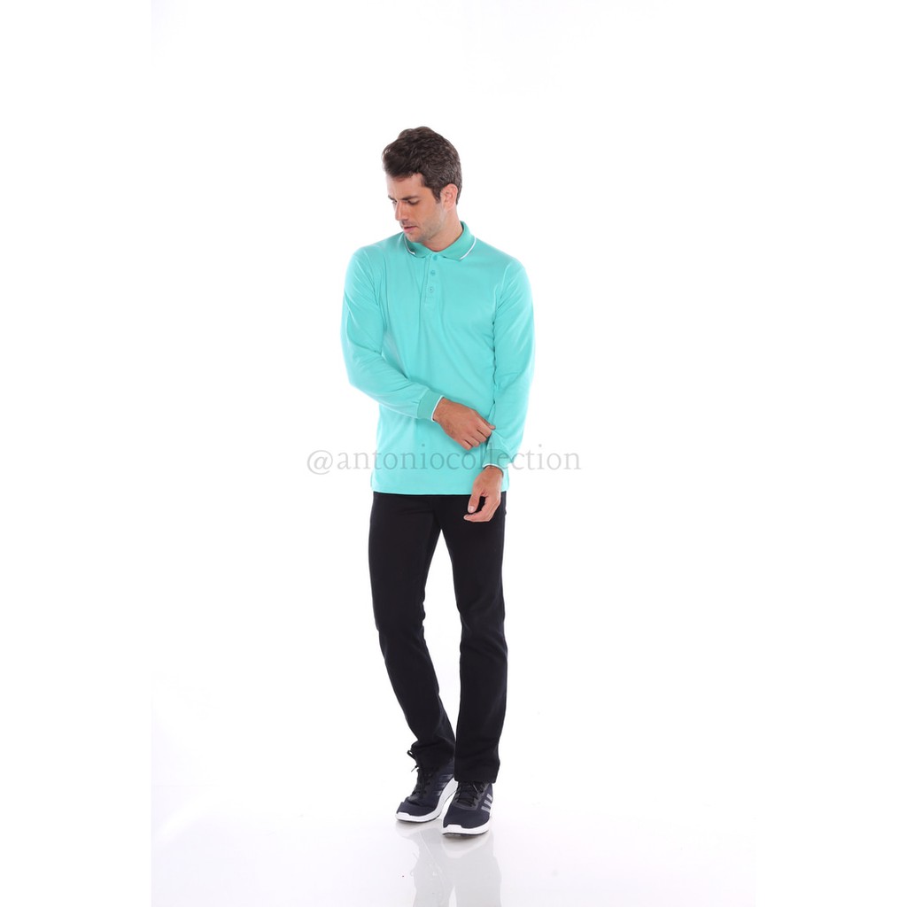 Kaos Polo Shirt Hijau Tosca / Kaos Kerah / Kaos Polo Lengan Panjang