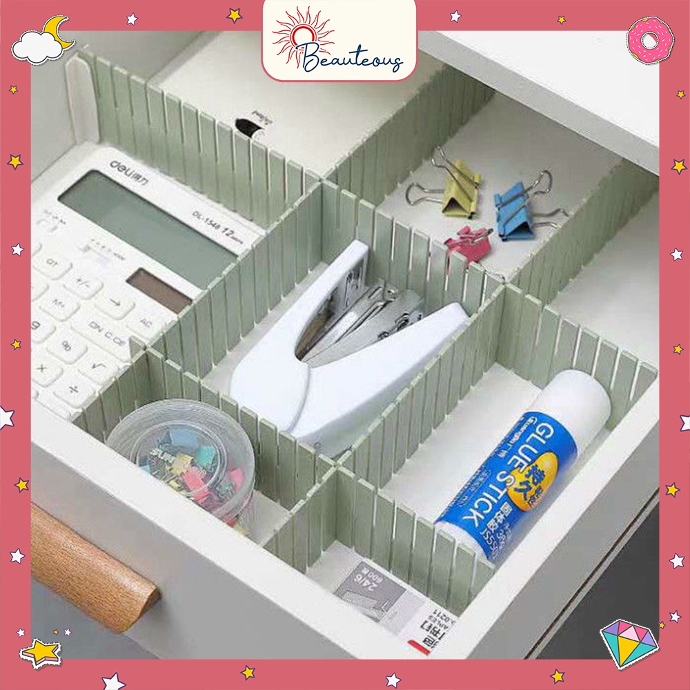 Sekat Laci Pembatas Alat Tulis Kosmetik Partisi Sekat Drawer Desktop Storage Organizer