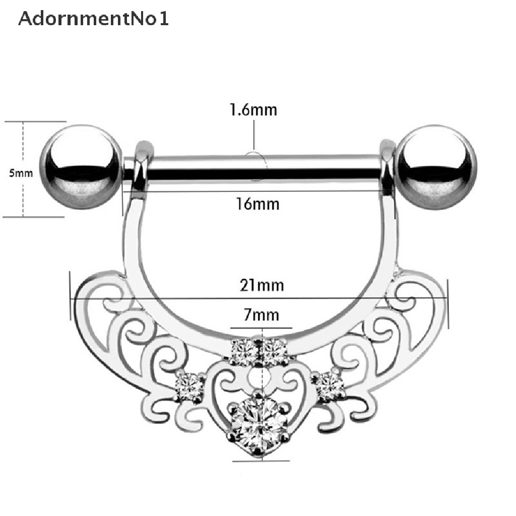 (AdornmentNo1) Anting Tindik Lidah / Puting / Tubuh 14G Bentuk Barbel Aksen Kristal Untuk Perhiasan Wanita